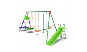 Детский комплекс DFC MULTIPLAY качели: планер, верёвочные, гнездо; мини-батут и горка Детский комплекс DFC MULTIPLAY качели: планер, верёвочные, гнездо; мини-батут и горка