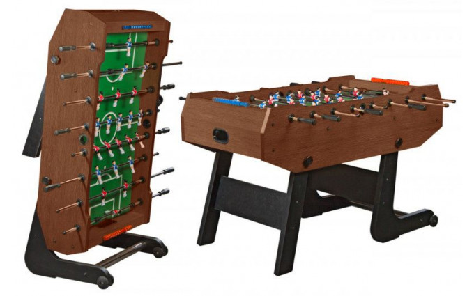Игровой стол - футбол складной "Maccabi" (140x75x89, махагон) Игровой стол - футбол складной "Maccabi" (140x75x89, махагон)