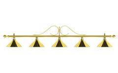 Лампа на пять плафонов «Classic» (витая золотистая штанга, золотистый плафон D35см) Лампа на пять плафонов «Classic» (витая золотистая штанга, золотистый плафон D35см)